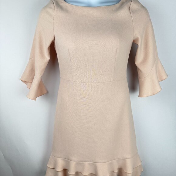 ANN TAYLOR NWT Powder Pink Ruffle Sheath Dress Size 4 New - Picture 1 of 10